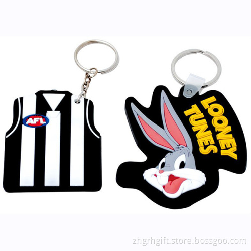 wholesale promotional 2d custom shaped soft pvc rubber keychain